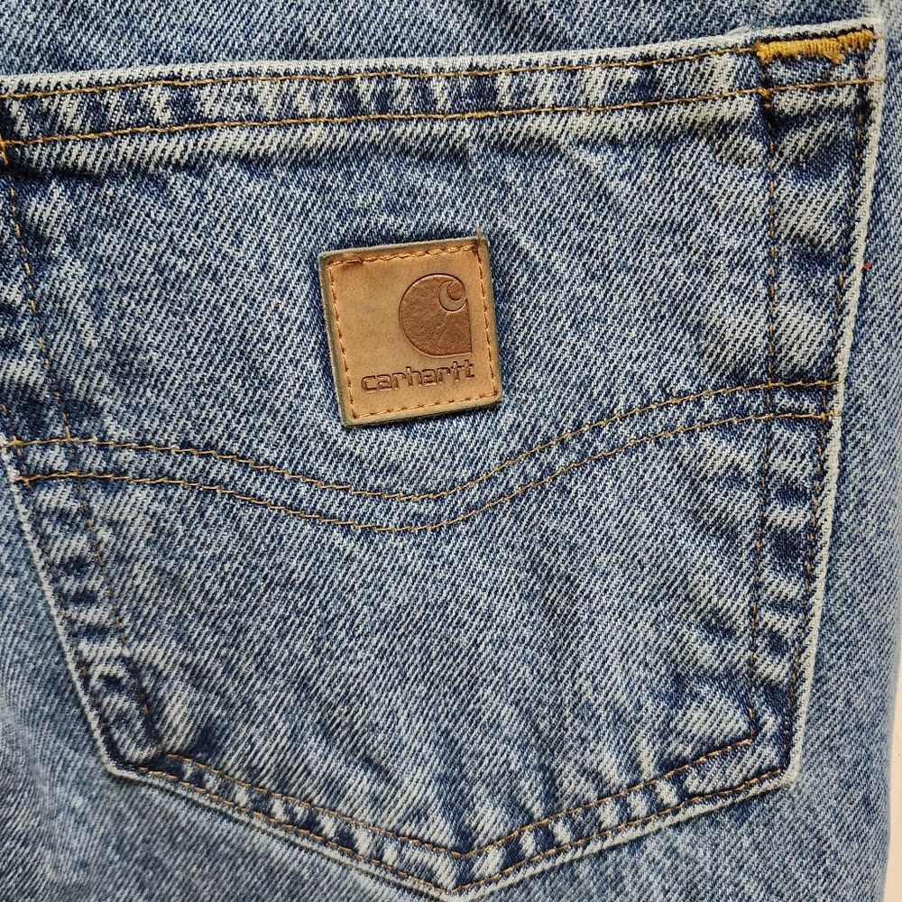 Carhartt Jeans Mens 35x29 Blue Cotton Denim Relaxed Fit Straight Casual Workwear - Picture 7 of 9